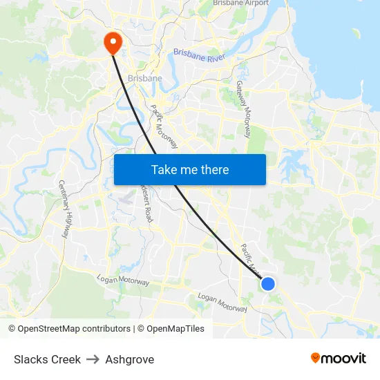Slacks Creek to Ashgrove map