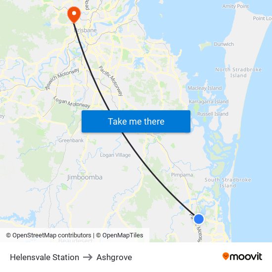 Helensvale Station to Ashgrove map