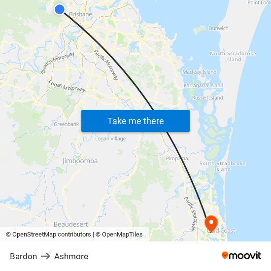 Bardon to Ashmore map