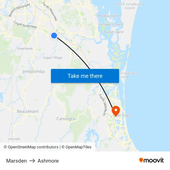 Marsden to Ashmore map
