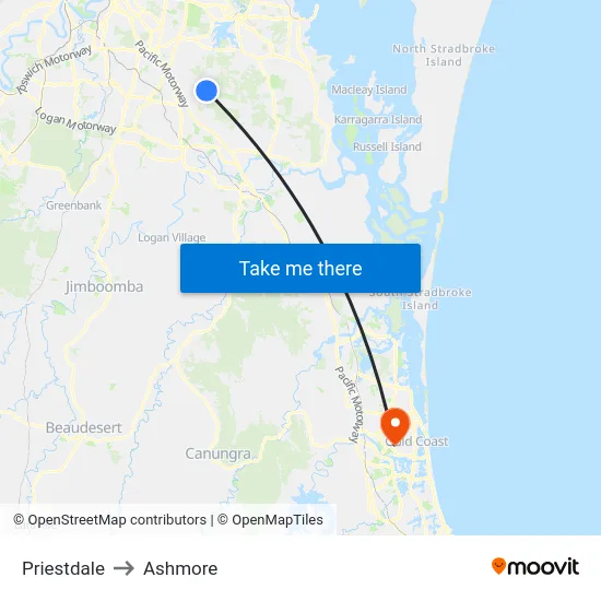 Priestdale to Ashmore map