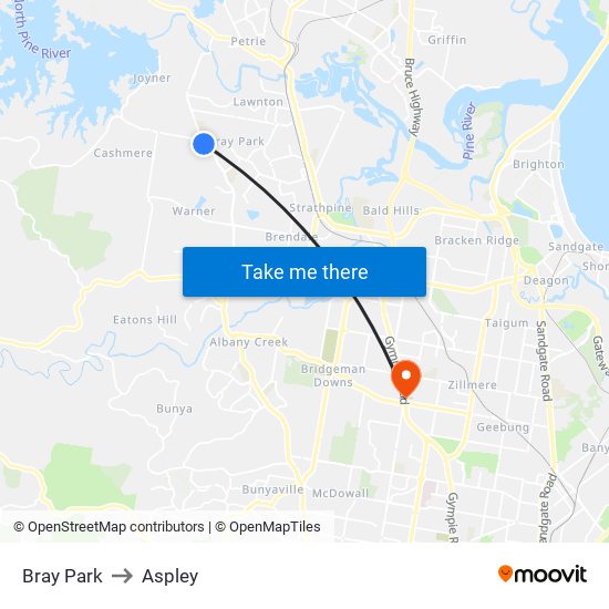 Bray Park to Aspley map