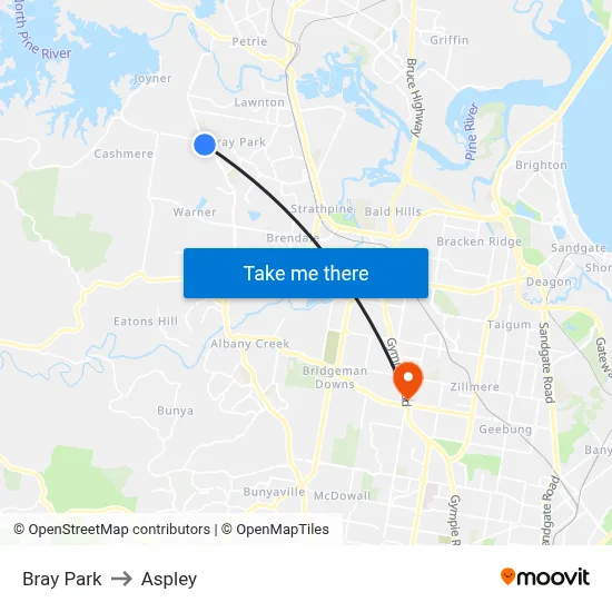 Bray Park to Aspley map