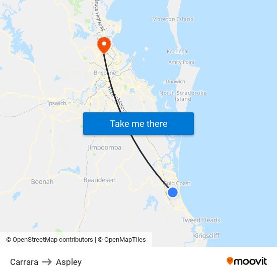 Carrara to Aspley map