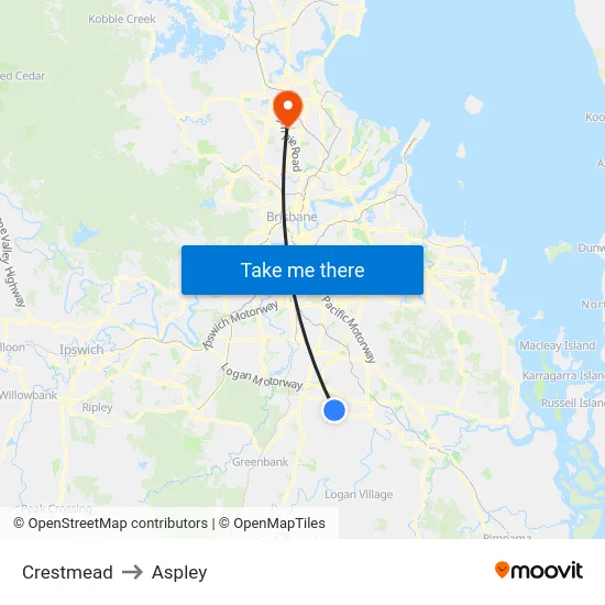 Crestmead to Aspley map
