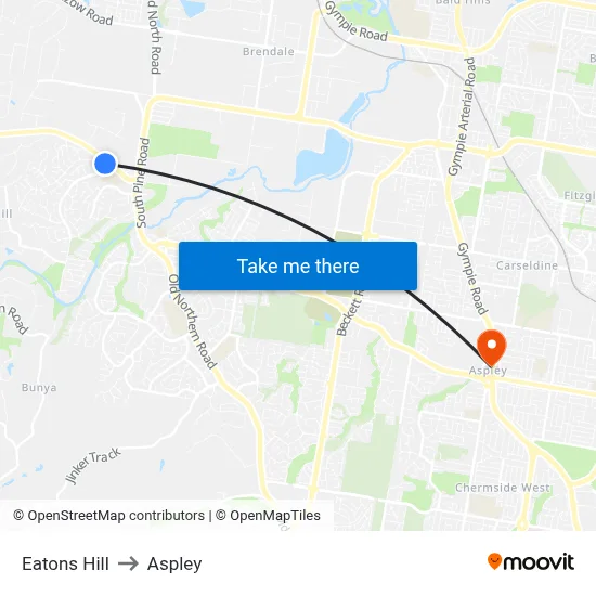 Eatons Hill to Aspley map