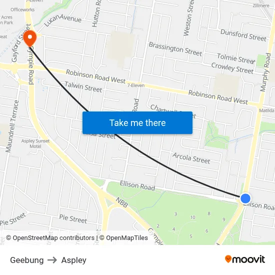 Geebung to Aspley map