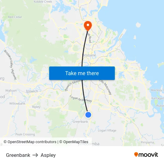 Greenbank to Aspley map