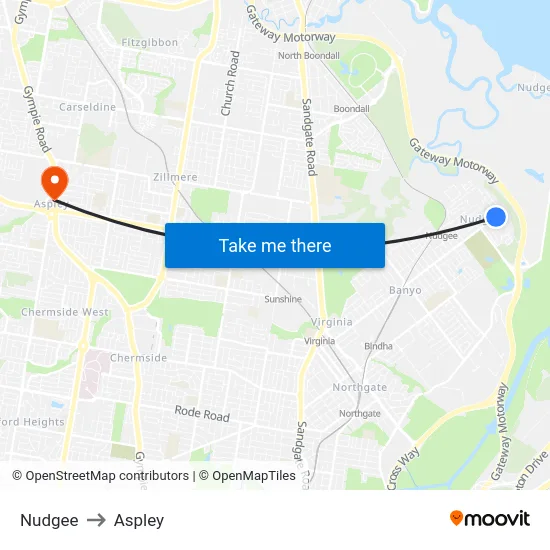 Nudgee to Aspley map