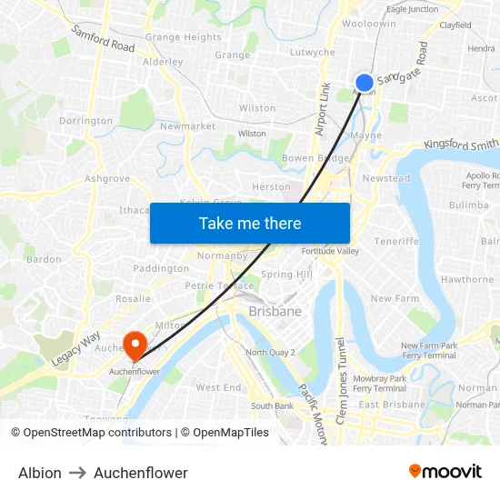 Albion to Auchenflower map