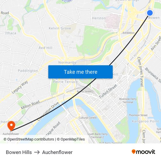 Bowen Hills to Auchenflower map