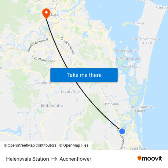 Helensvale Station to Auchenflower map