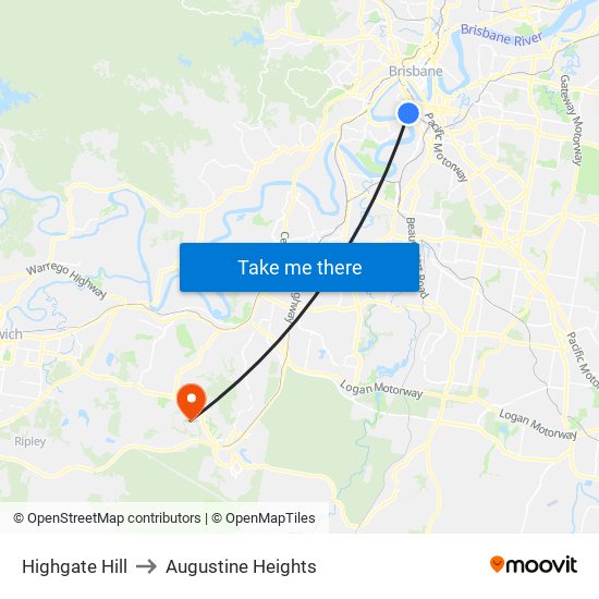 Highgate Hill to Augustine Heights map