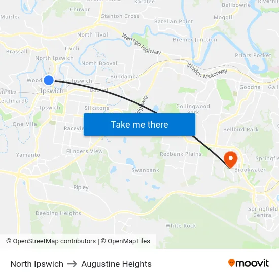 North Ipswich to Augustine Heights map