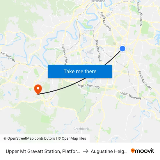 Upper Mt Gravatt Station, Platform 1 to Augustine Heights map