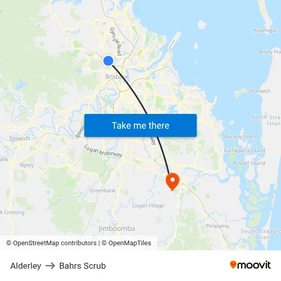 Alderley to Bahrs Scrub map
