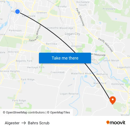 Algester to Bahrs Scrub map