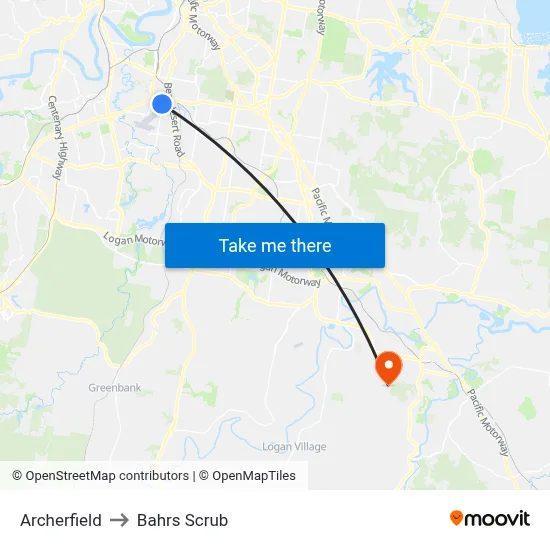 Archerfield to Bahrs Scrub map
