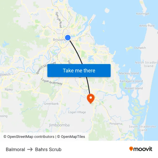 Balmoral to Bahrs Scrub map