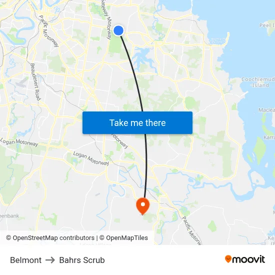 Belmont to Bahrs Scrub map