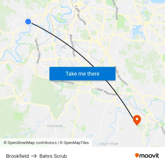 Brookfield to Bahrs Scrub map