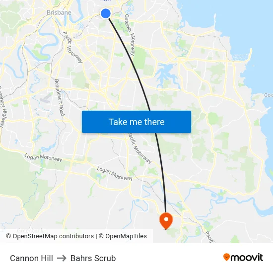 Cannon Hill to Bahrs Scrub map