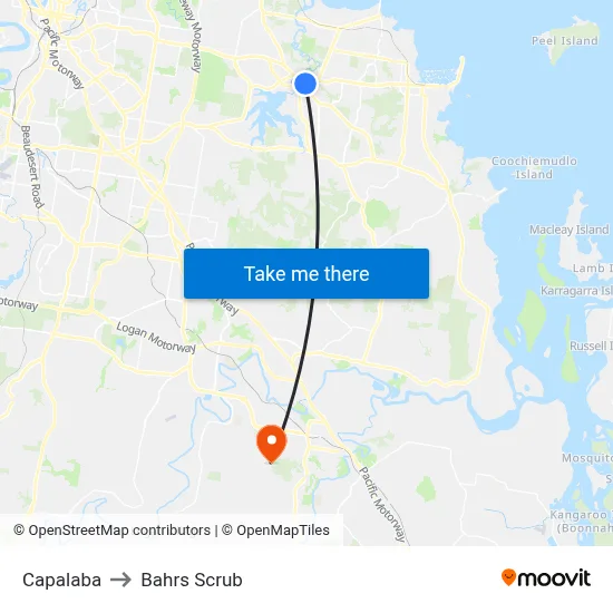 Capalaba to Bahrs Scrub map