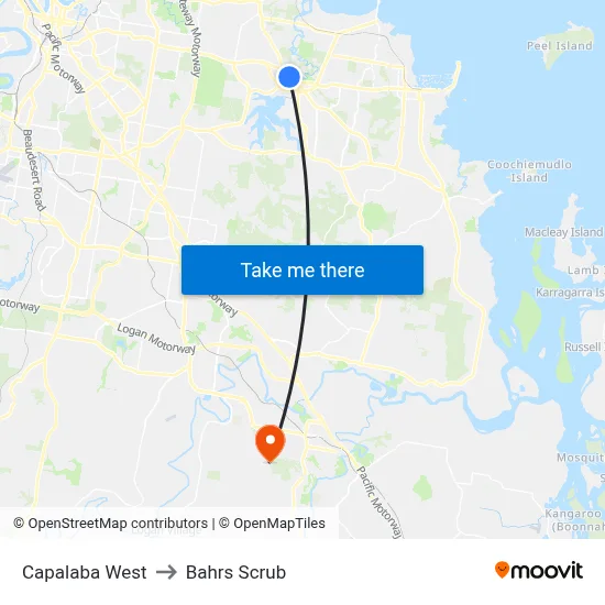 Capalaba West to Bahrs Scrub map