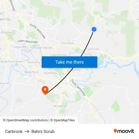 Carbrook to Bahrs Scrub map