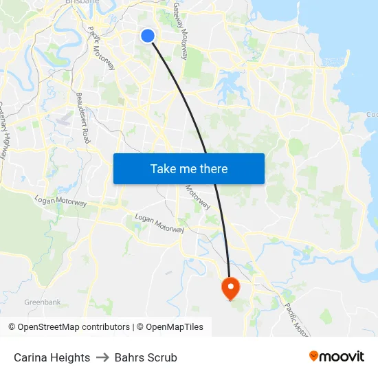 Carina Heights to Bahrs Scrub map