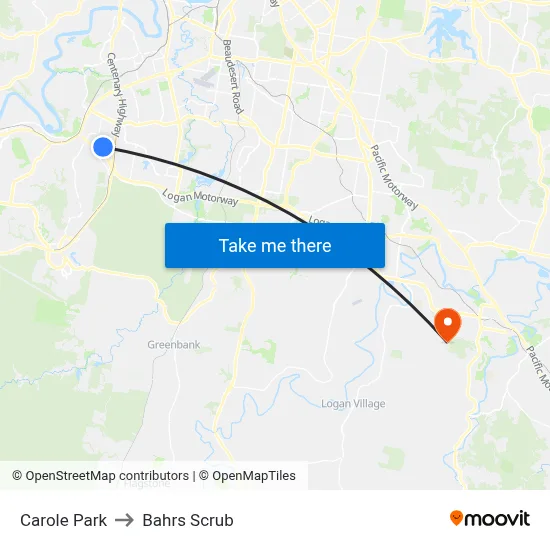 Carole Park to Bahrs Scrub map