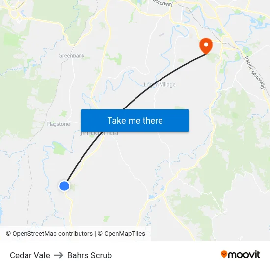 Cedar Vale to Bahrs Scrub map