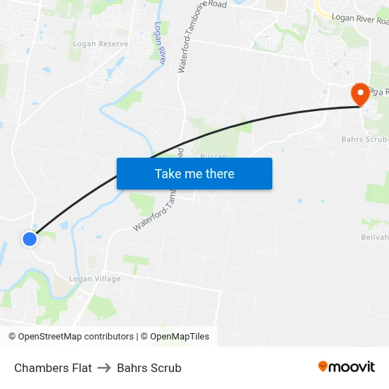 Chambers Flat to Bahrs Scrub map