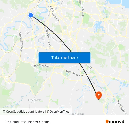 Chelmer to Bahrs Scrub map