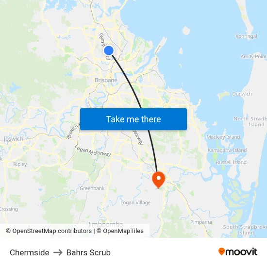 Chermside to Bahrs Scrub map