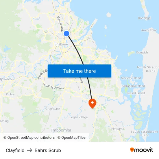 Clayfield to Bahrs Scrub map