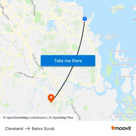 Cleveland to Bahrs Scrub map