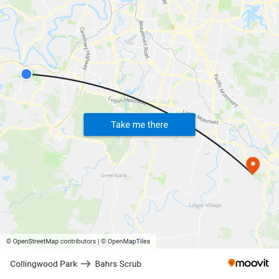 Collingwood Park to Bahrs Scrub map