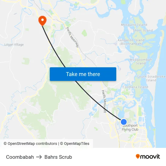 Coombabah to Bahrs Scrub map