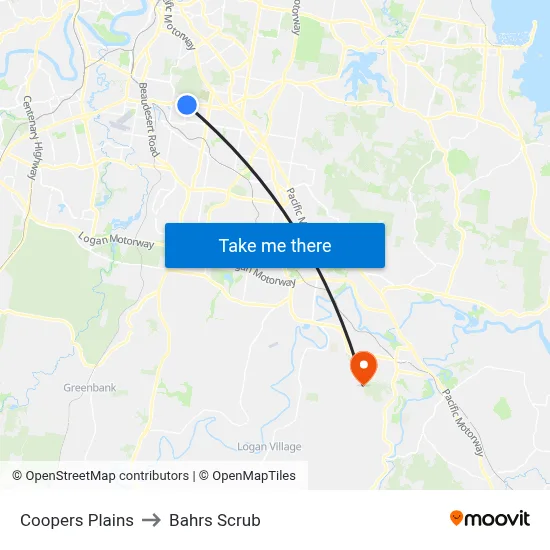Coopers Plains to Bahrs Scrub map