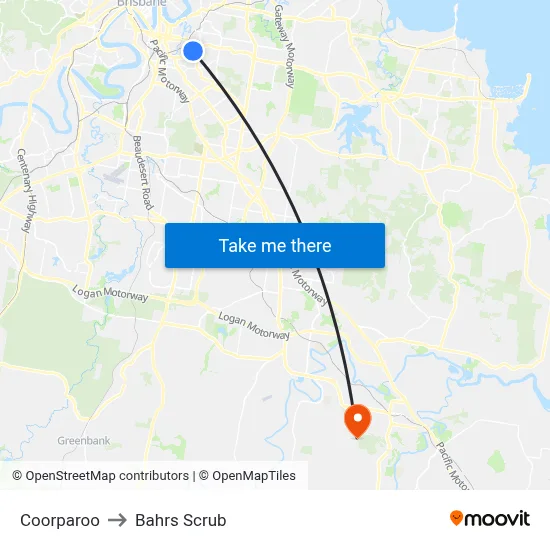 Coorparoo to Bahrs Scrub map