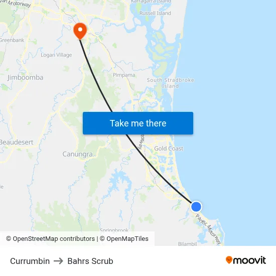 Currumbin to Bahrs Scrub map