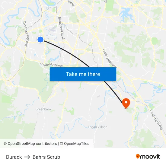 Durack to Bahrs Scrub map