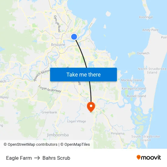 Eagle Farm to Bahrs Scrub map