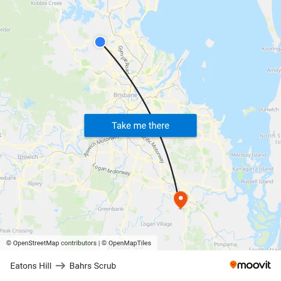 Eatons Hill to Bahrs Scrub map