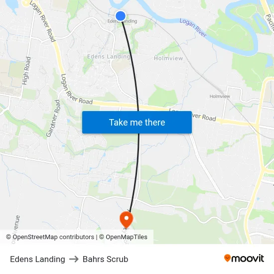 Edens Landing to Bahrs Scrub map