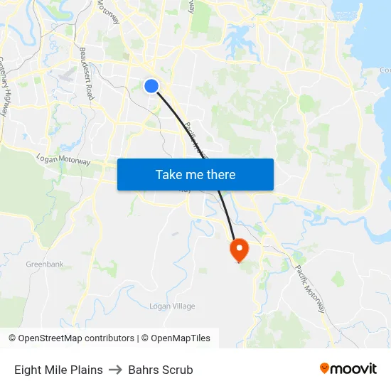 Eight Mile Plains to Bahrs Scrub map