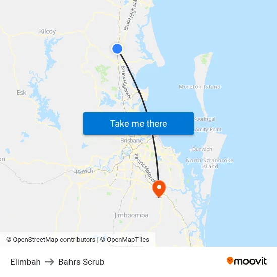 Elimbah to Bahrs Scrub map