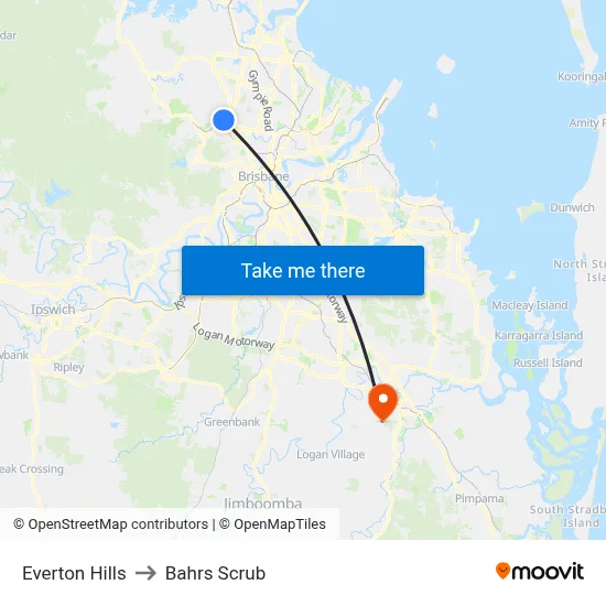 Everton Hills to Bahrs Scrub map