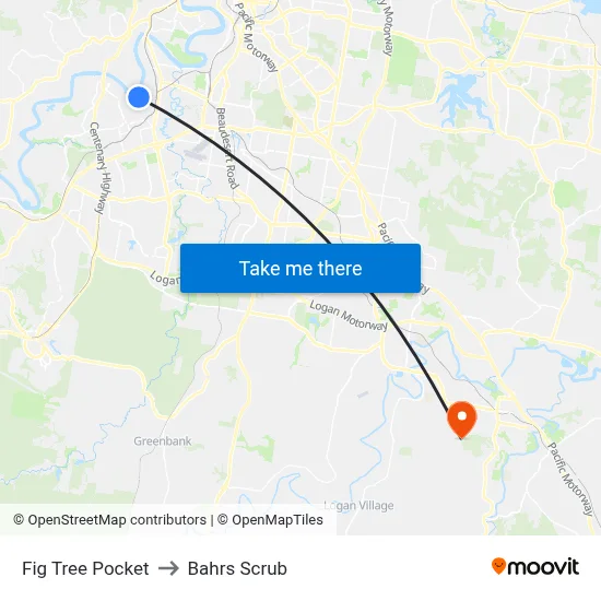 Fig Tree Pocket to Bahrs Scrub map